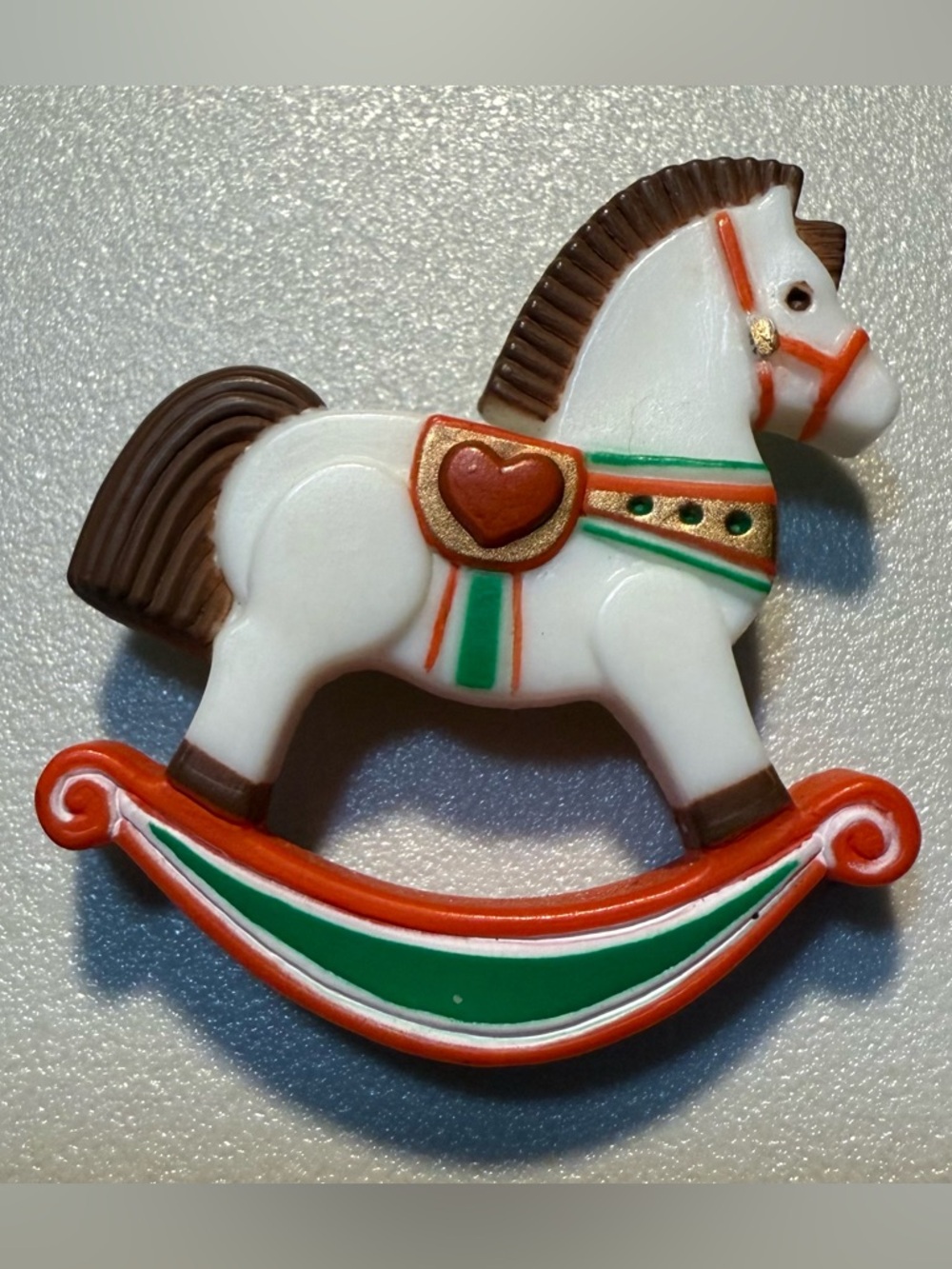 Vintage Hallmark 1982 Rocking Horse Christmas Brooch Lapel Pin Jewelry 80s